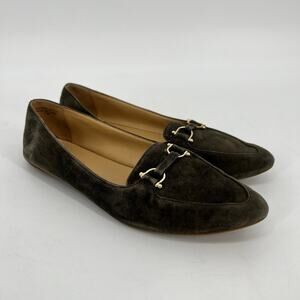 Talbots Francesca Kid Suede Loafer Driving Moccasin 7.5 Olive Green Pointed Toes